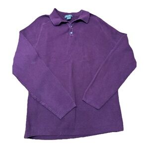 Eddie Bauer Maroon Ribbed Waffle Knit‎ 100% Cotton Sweater Men's L Vintage 90's